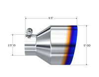 MBRP Univ. T304 Stainless Steel Burnt End Tip 2.5in ID / 5in OD / 6.5in Length Angle Cut Single Wall